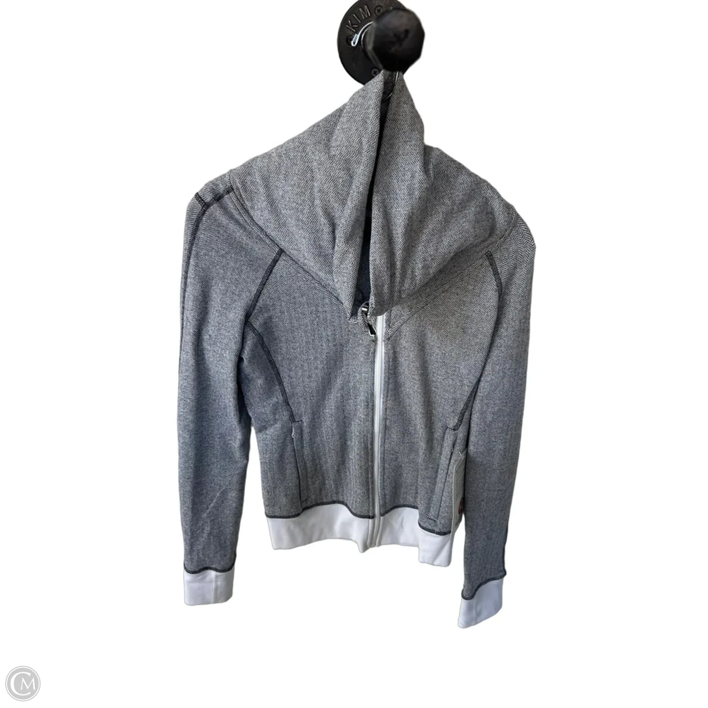 Athletic Jacket By Lululemon In Grey & White, Size: S