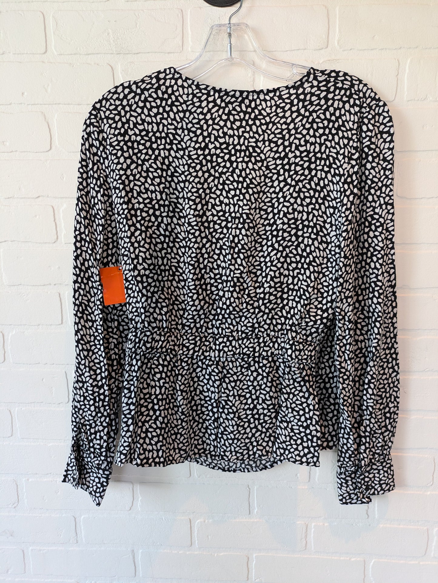 Black White Blouse Long Sleeve Talbots, Size S