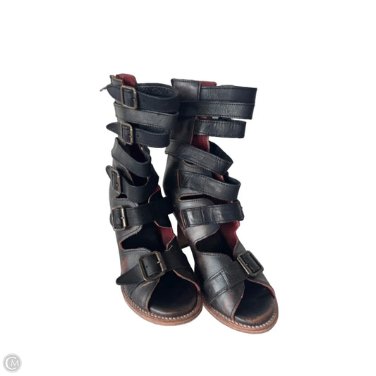 Boots Mid-calf Heels By Freebird In Brown, Size: 9