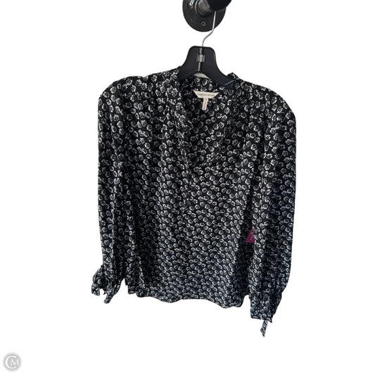 Blouse Long Sleeve By Rebecca Taylor In Black & White, Size: L