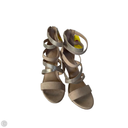 Sandals Heels Stiletto By Kelly And Katie In Gold & Tan, Size: 8
