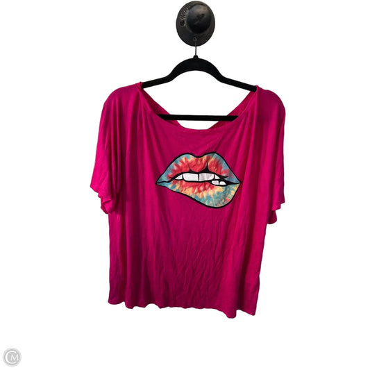 Top Short Sleeve By Bibi In Pink, Size: Xl