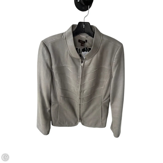 Jacket Leather By Clothes Mentor In Grey, Size: M
