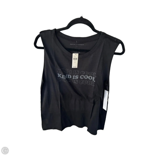 Top Sleeveless Basic By Cma In Black & Grey, Size: L