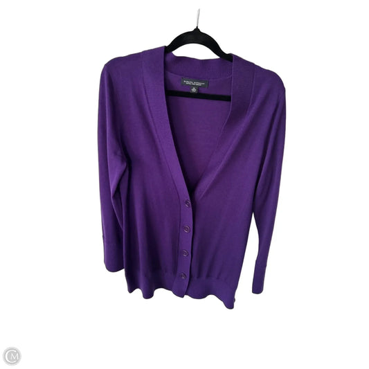 Sweater Cardigan By Banana Republic In Purple, Size: M