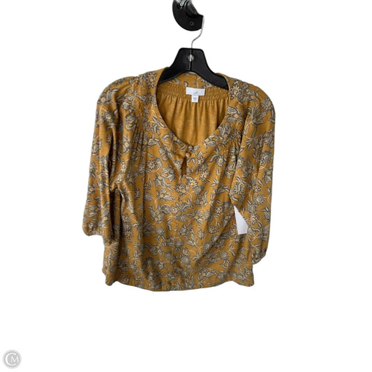 Top 3/4 Sleeve By J. Jill In Blue & Yellow, Size: M