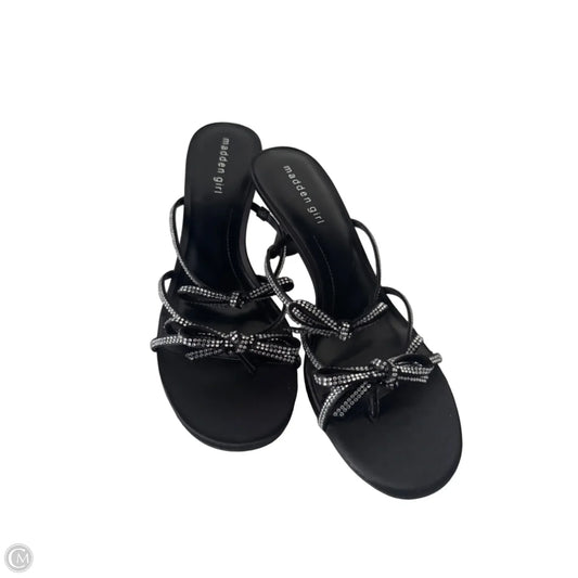 Sandals Heels Kitten By Madden Girl In Black & Silver, Size: 9.5