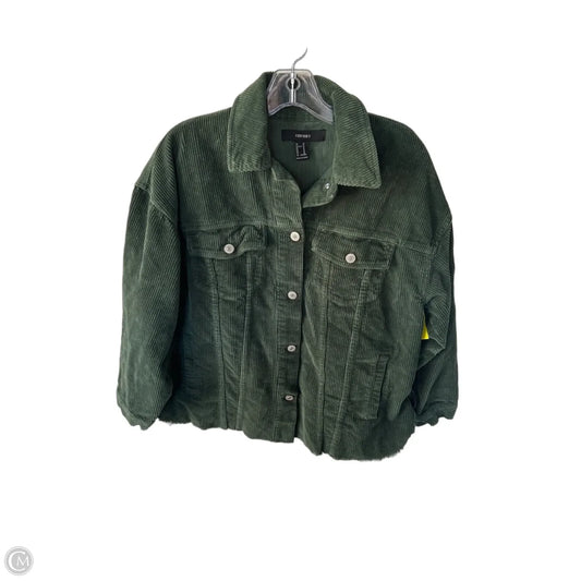 Jacket Shirt By Forever 21 In Green, Size: M