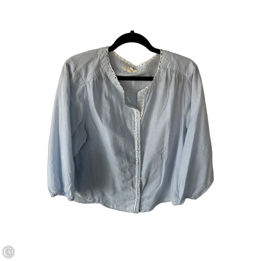 Top 3/4 Sleeve By Lucky Brand In Blue & White, Size: Xl