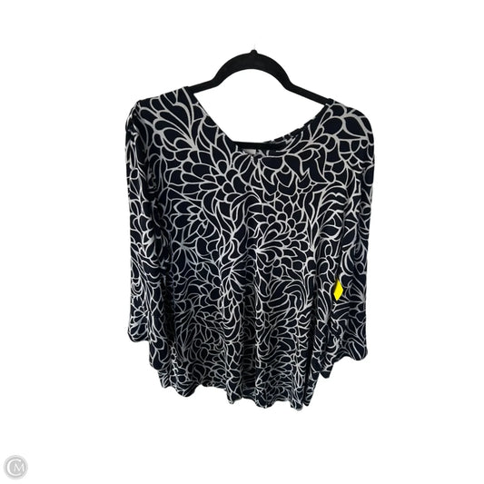 Top 3/4 Sleeve By Chicos In Blue & Grey, Size: Xl