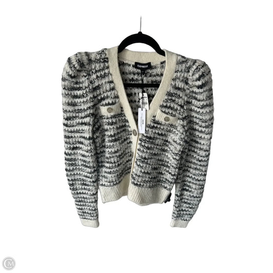 Sweater Cardigan By Express In Grey & White, Size: S