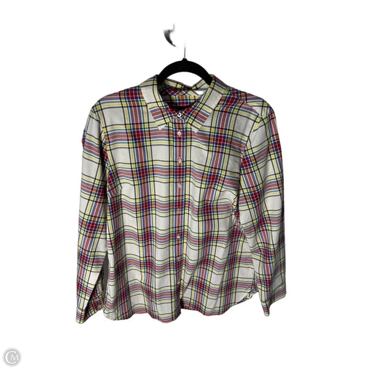 Top Long Sleeve By Talbots In Red & White, Size: L