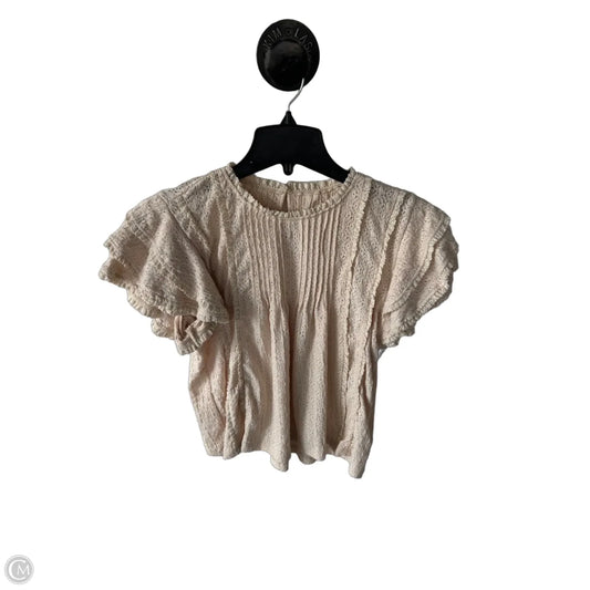Top Short Sleeve By Anthropologie In Tan, Size: Xs
