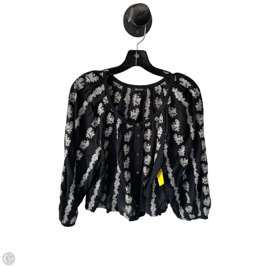 Top 3/4 Sleeve By Madewell In Black & Cream, Size: S
