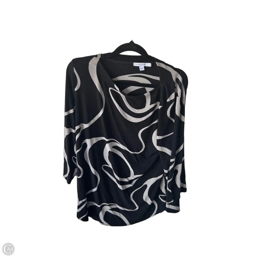 Top 3/4 Sleeve By Chicos In Black & Grey, Size: L