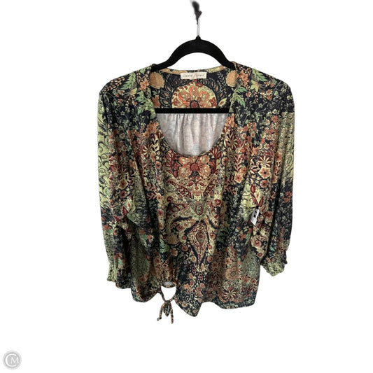 Top Long Sleeve By Farmers Market In Brown & Green, Size: 3x