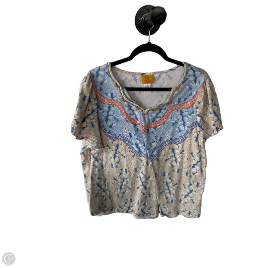 Top Short Sleeve By Ruby Rd In Blue & Tan, Size: 1x