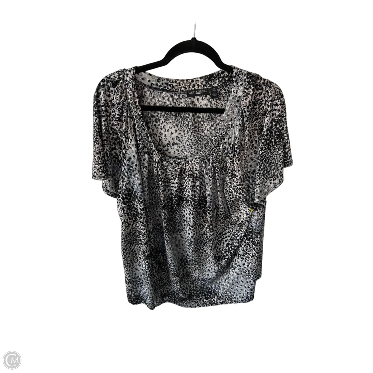 Top Short Sleeve By Notations In Black & Grey, Size: 2x