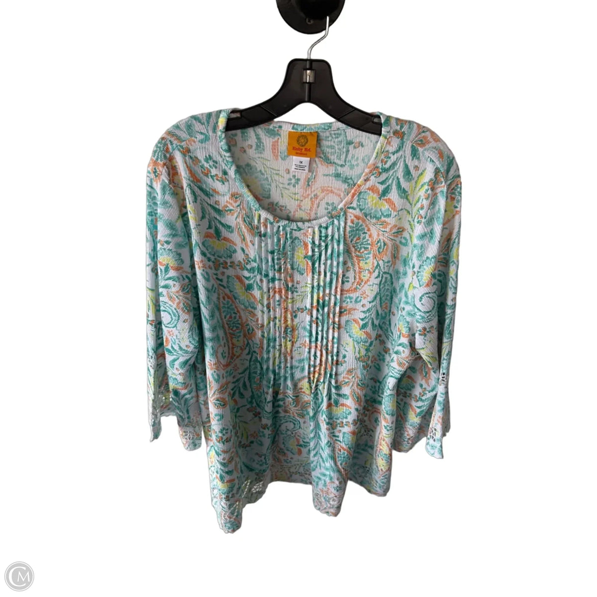 Top 3/4 Sleeve By Ruby Rd In Blue & Orange, Size: 1x