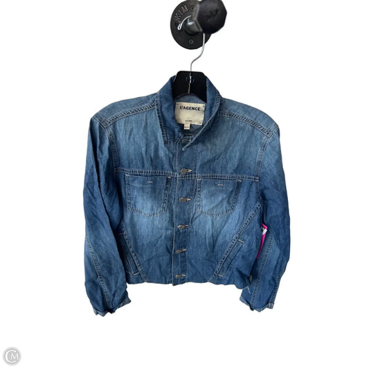 Jacket Shirt By L Agence In Blue Denim, Size: S