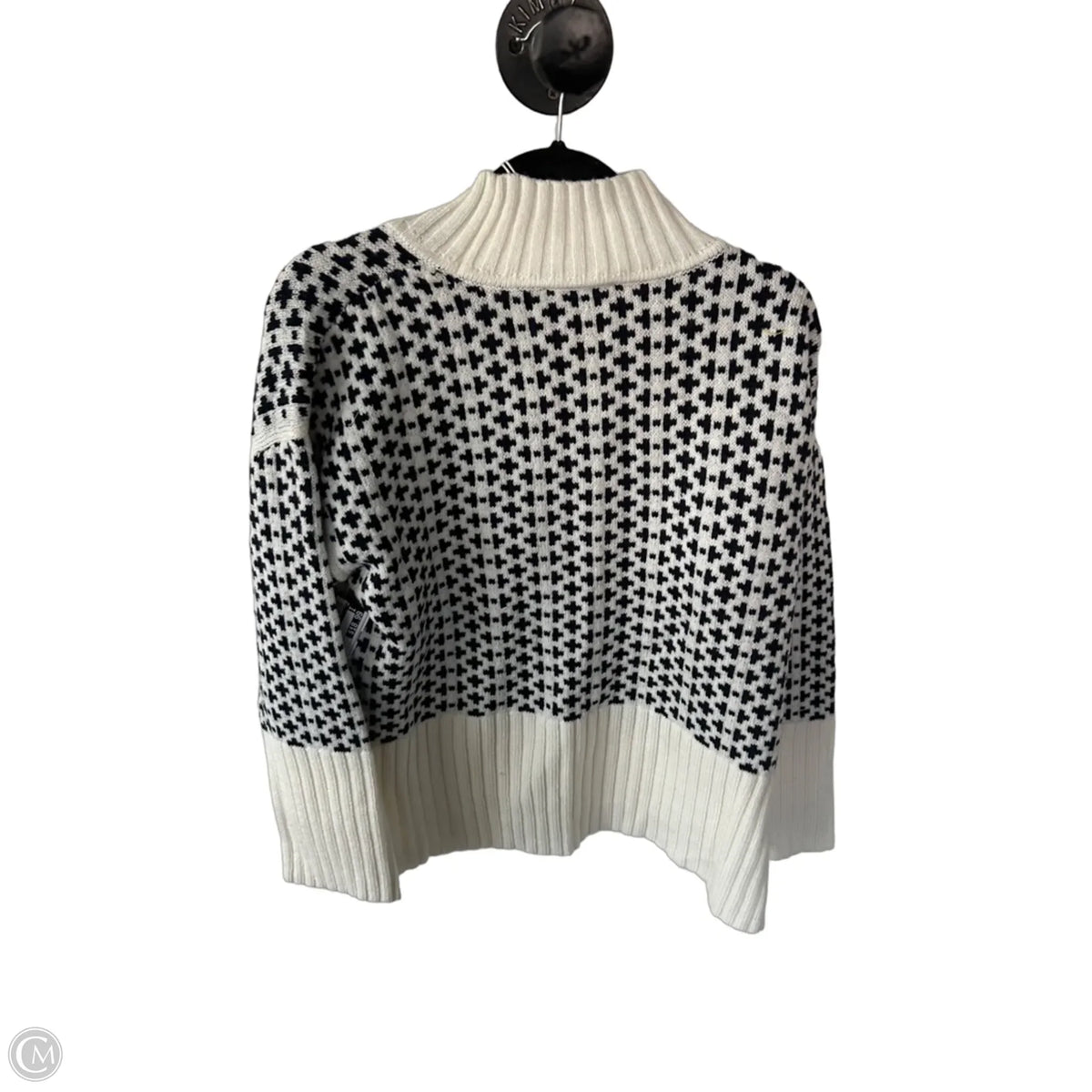 Sweater By Free Assembly In Black & White, Size: L