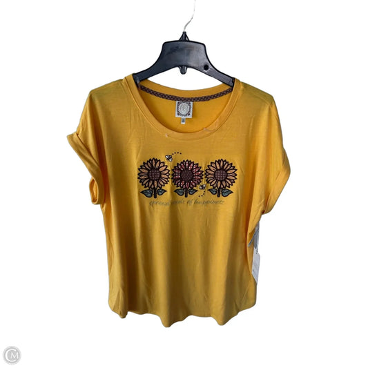Top Short Sleeve By Tru Self In Yellow, Size: 1x