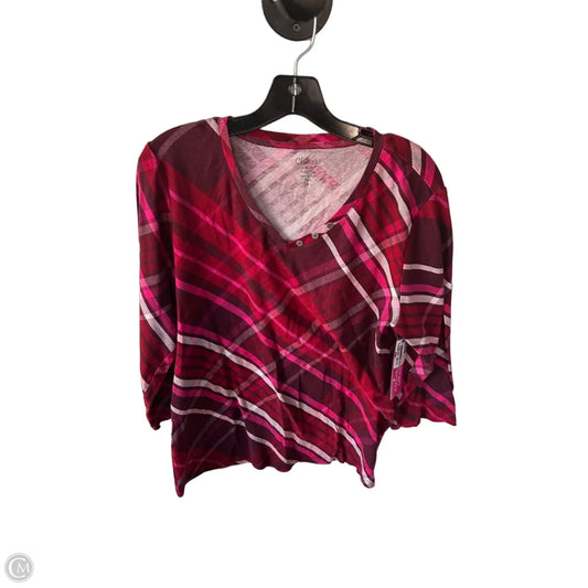 Top 3/4 Sleeve By Chicos In Pink & Red, Size: Xl