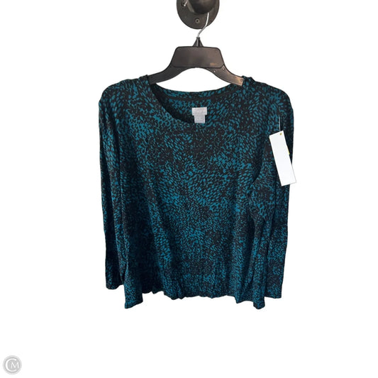 Top Long Sleeve By Chicos In Black & Blue, Size: Xl