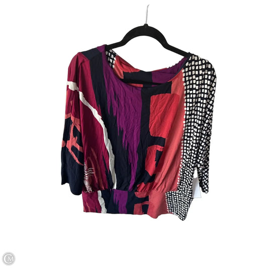 Top 3/4 Sleeve By Chicos In Blue & Red, Size: Xl