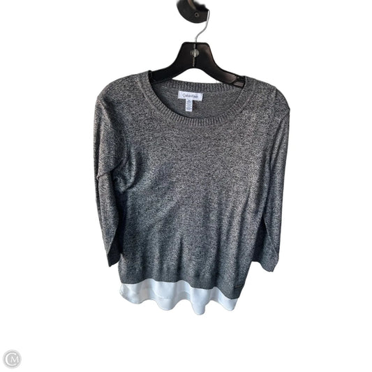 Sweater By Calvin Klein In Grey & White, Size: S