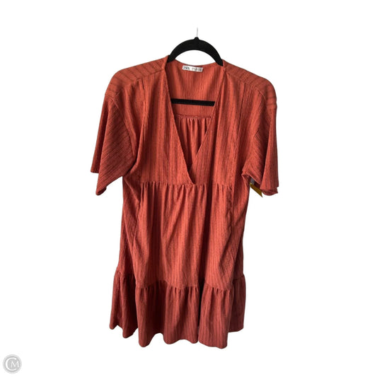 Dress Casual Midi By Zara In Black & Orange, Size: M