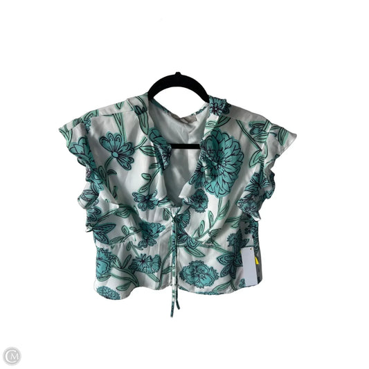 Top Short Sleeve By Loft In Green & White, Size: L