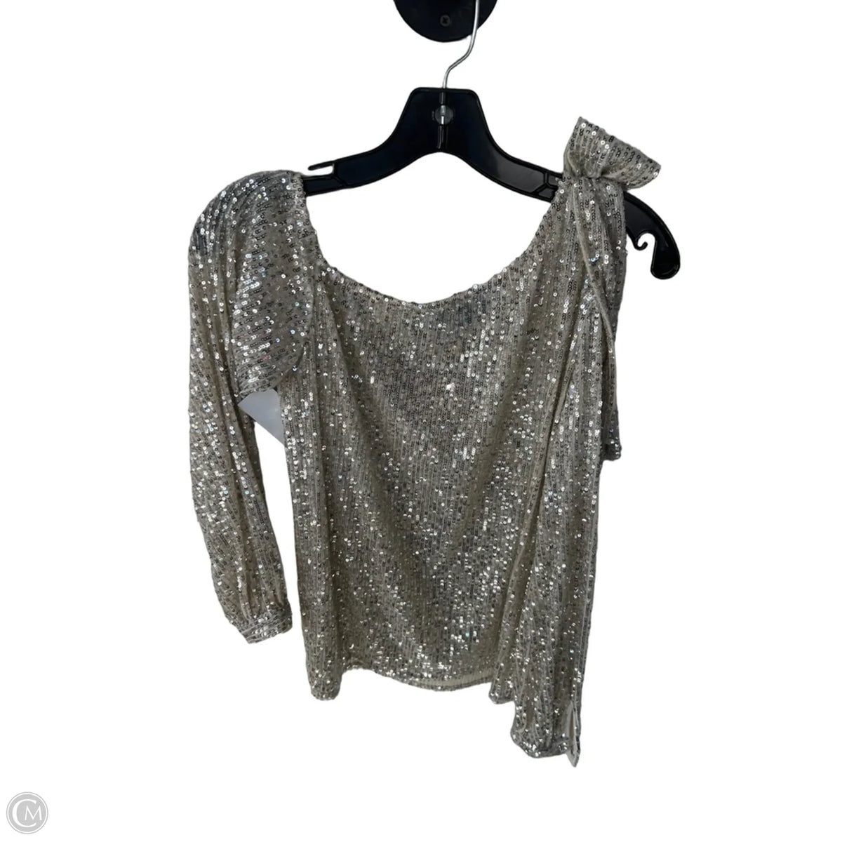 Top Long Sleeve By Cece In Cream & Silver, Size: M