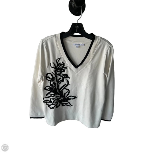 Sweatshirt Collar By Chicos In Black & Cream, Size: M
