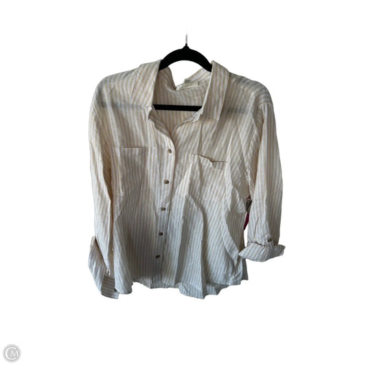 Top Long Sleeve By Beachlunchlounge In Tan & White, Size: M