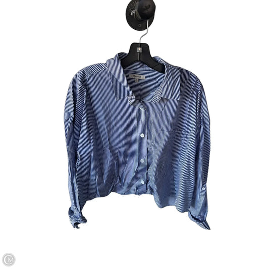 Top Long Sleeve By Madewell In Blue & White, Size: Xl