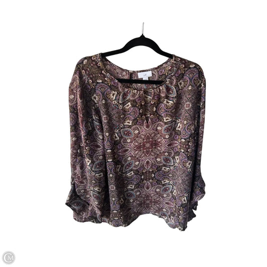 Blouse 3/4 Sleeve By J. Jill In Brown & Purple, Size: Xlp