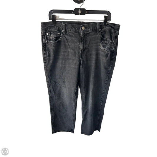 Jeans Straight By American Eagle In Black Denim, Size: 16