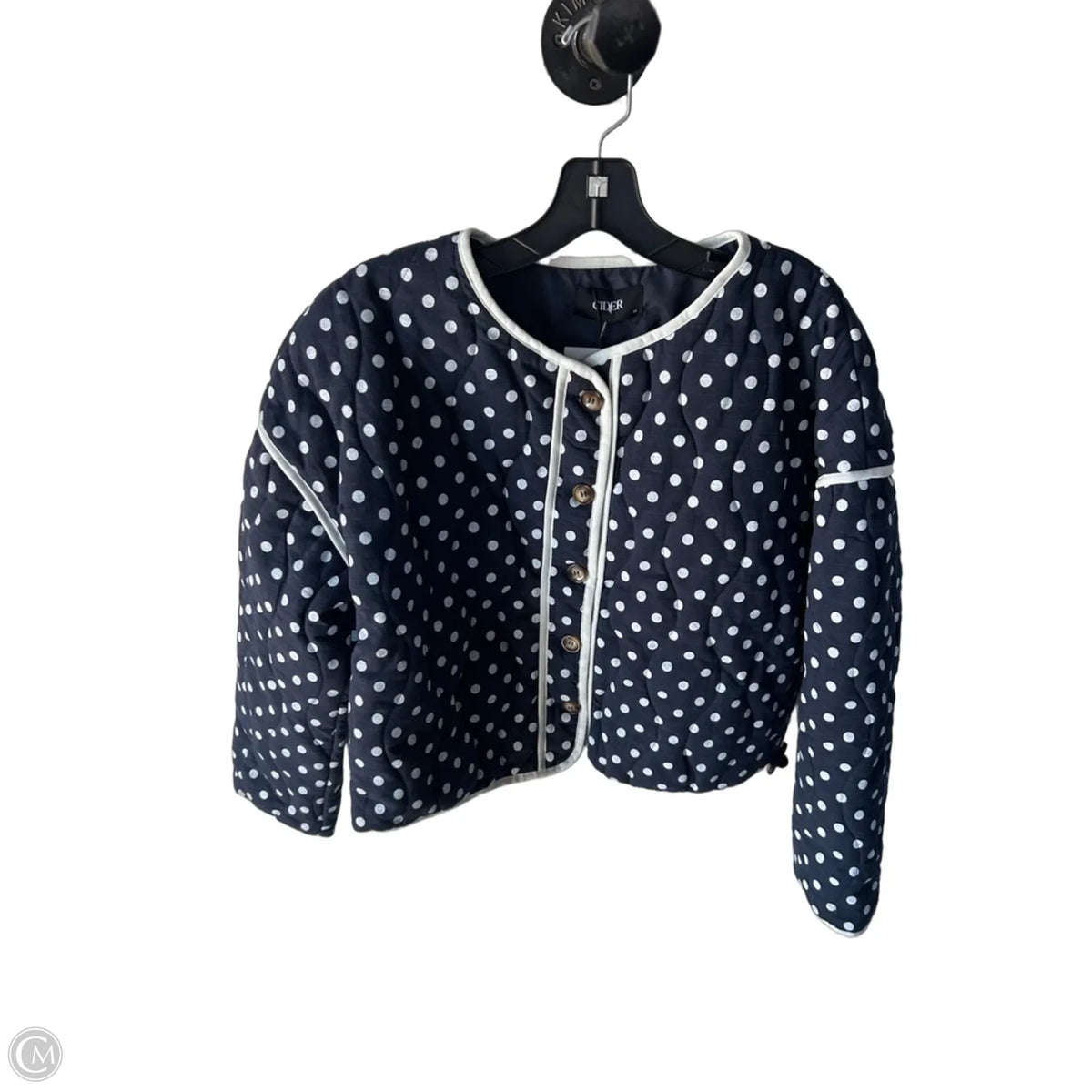 Jacket Puffer & Quilted By Cider In Blue & White, Size: M