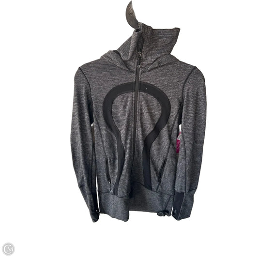Athletic Sweatshirt Hoodie By Lululemon In Black & Grey, Size: S