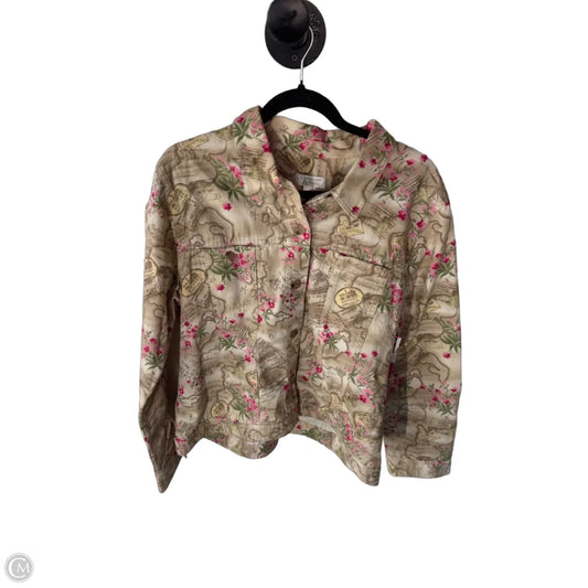 Jacket Denim By Christopher And Banks In Green & Tan, Size: Xl