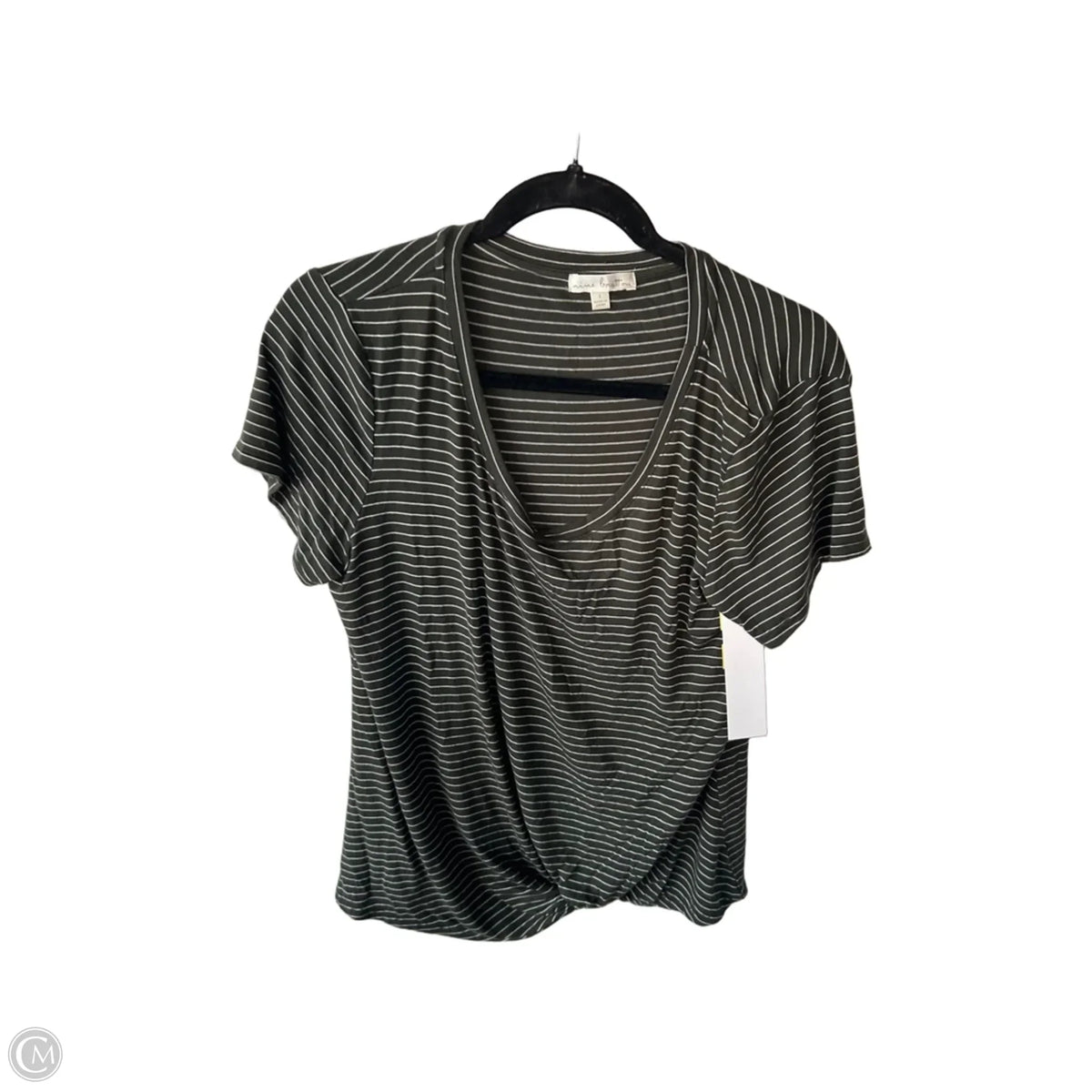 Top Short Sleeve Basic By Nine Britton In Green & White, Size: L