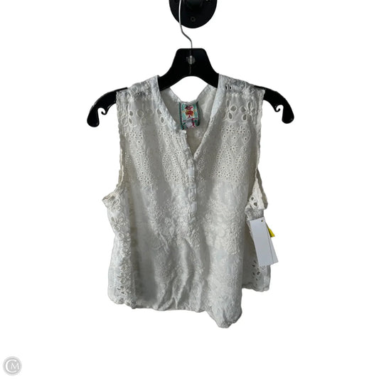 Top Sleeveless Designer By Johnny Was In Cream & White, Size: L