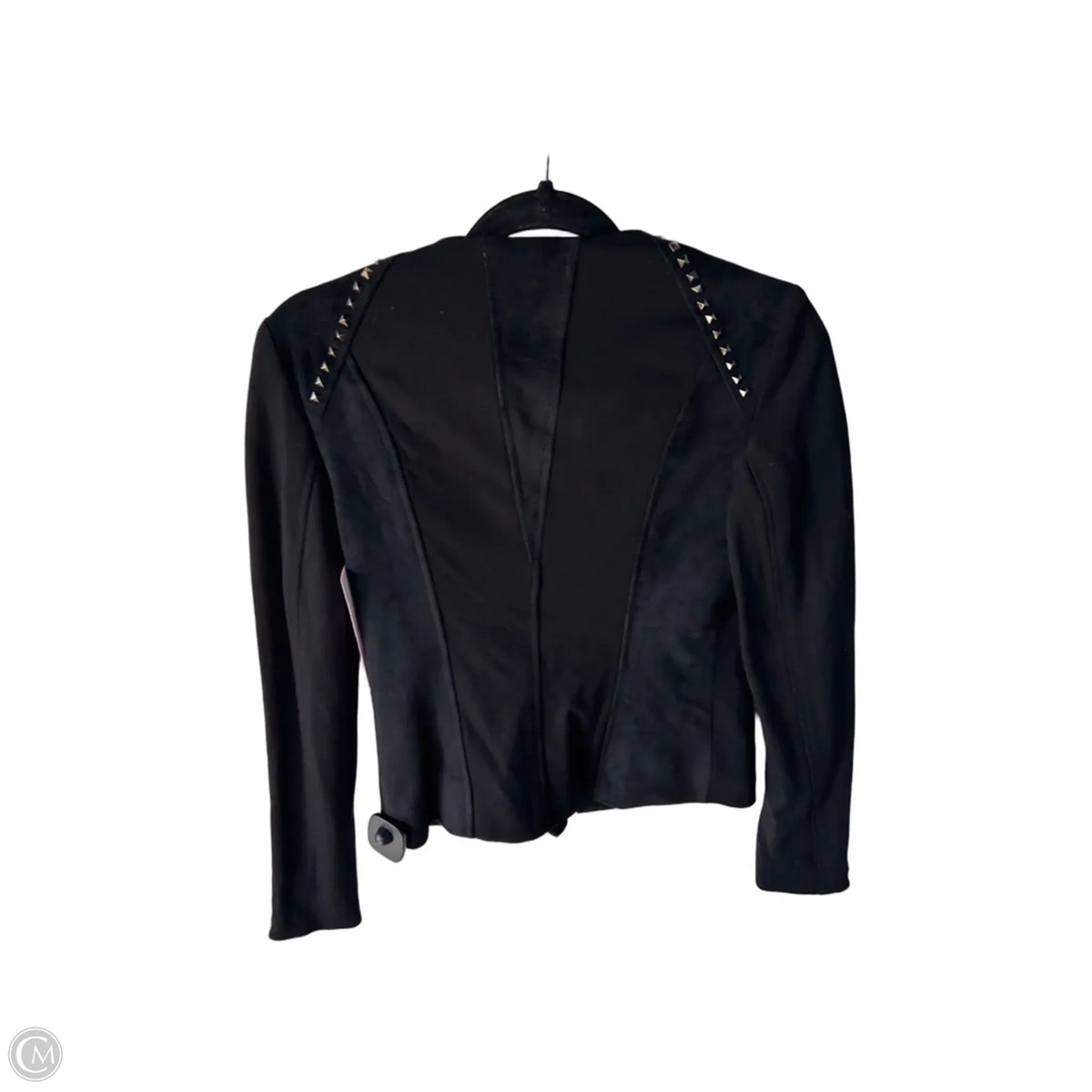 Jacket Moto By Cache In Black & Silver, Size: Xs