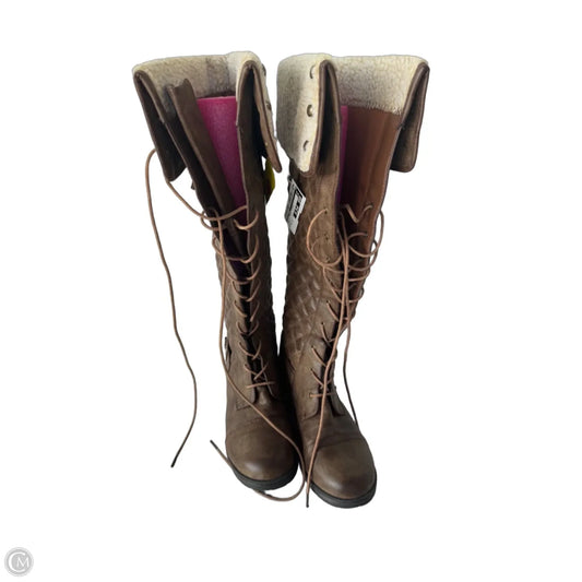 Boots Knee Flats By Just Fab In Brown, Size: 8.5