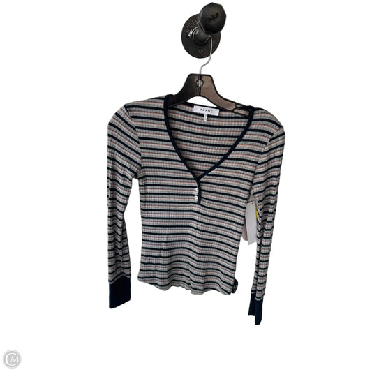 Top Long Sleeve By Frame In Blue & Grey, Size: Xs
