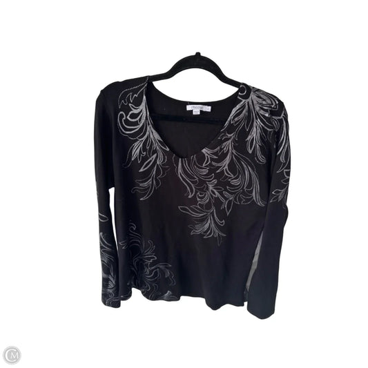 Sweater By Chicos In Black & Silver, Size: M
