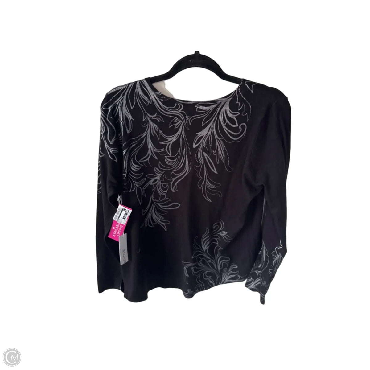 Sweater By Chicos In Black & Silver, Size: M