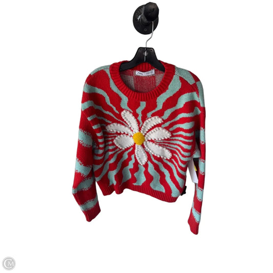 Sweater By Zara In Blue & Red, Size: M