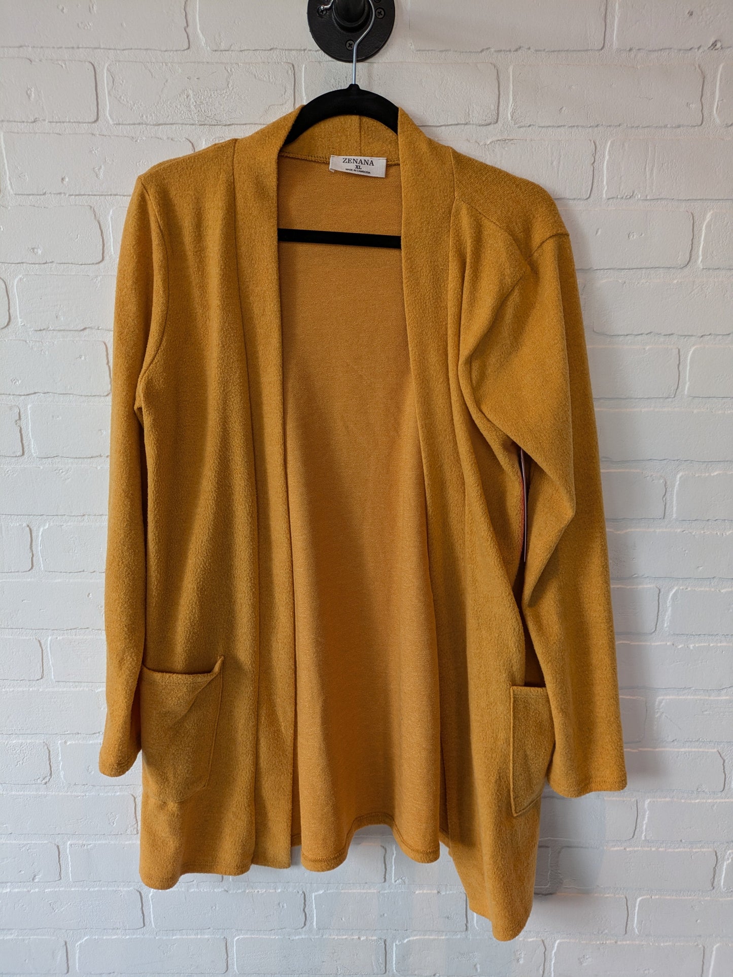 Cardigan By Zenana Outfitters In Yellow, Size: Xl